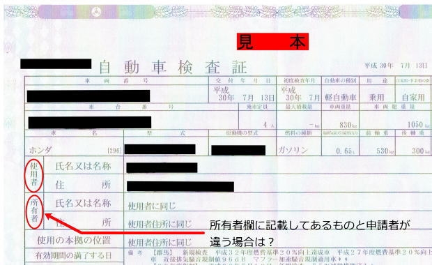 作業車の車検証上の使用者・所有者が申請者と異なる場合の対処法